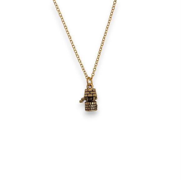 Miniature Gold Wishing Water Well Tiny Charm Pendant Gift Necklace - Picture 5 of 6